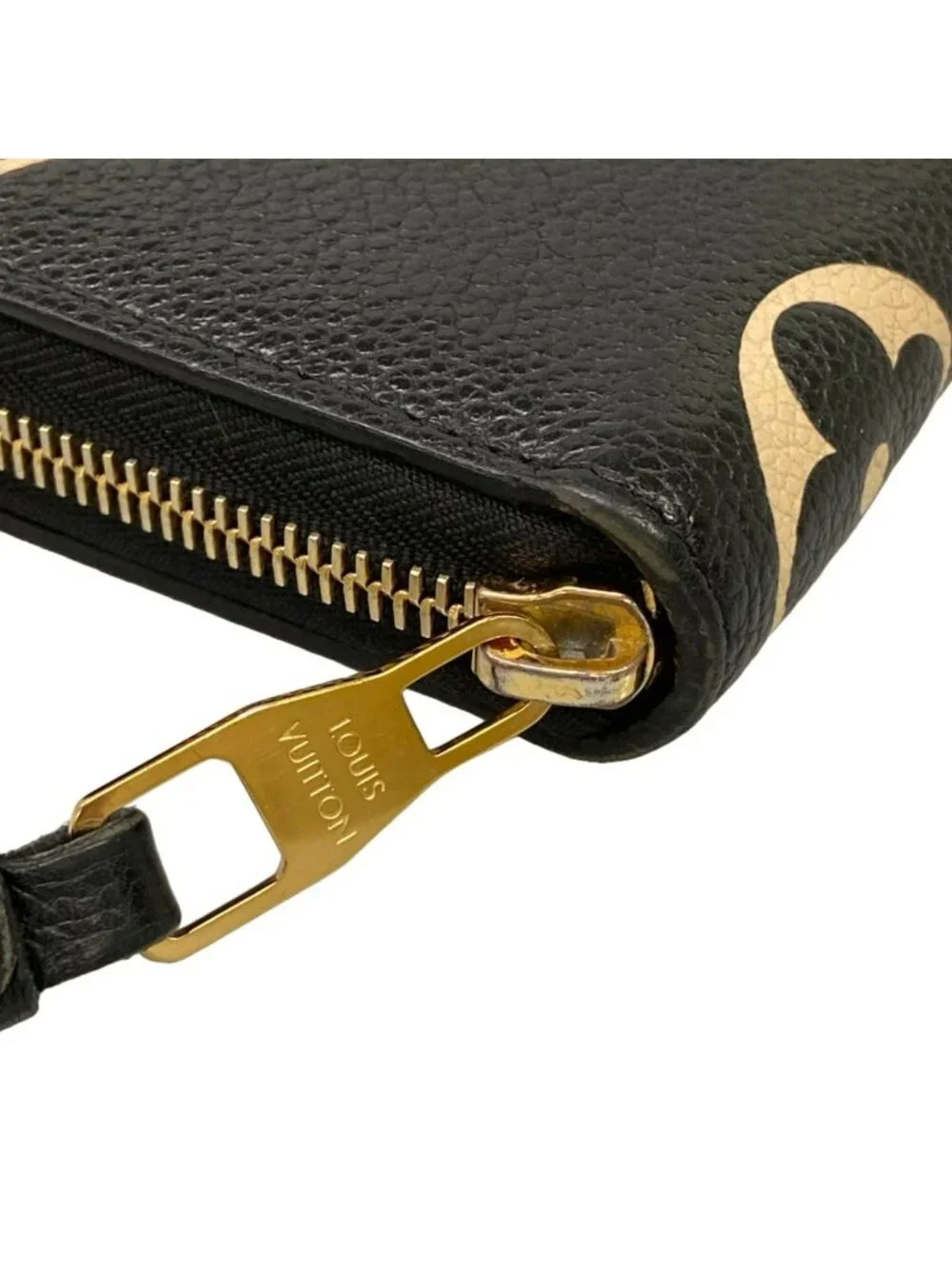 Louis Vuitton Wallet Bicolor Monogram Empreinte Zippy Black Beige Leather
